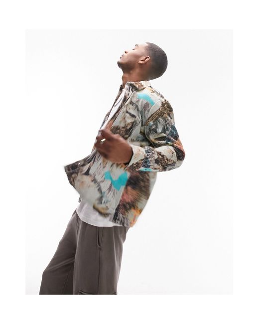 Camicia vestibilità classica a maniche lunghe di Topman in Multicolor da Uomo