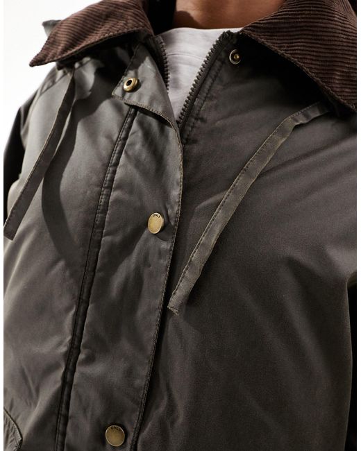 ONLY Black Hooded Parka Jacket With Cord Collar