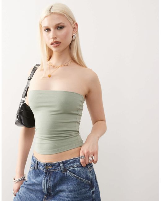 Collusion Gray Jersey Double Lined Bandeau Top