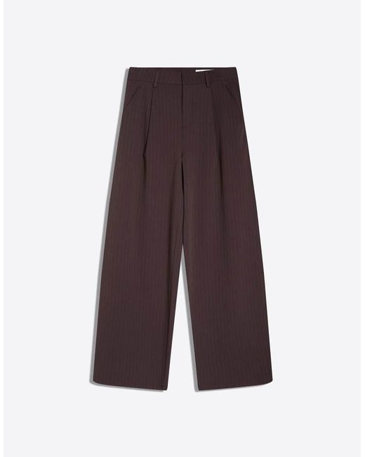 Bershka Brown Double Fabric Voluminous Trousers
