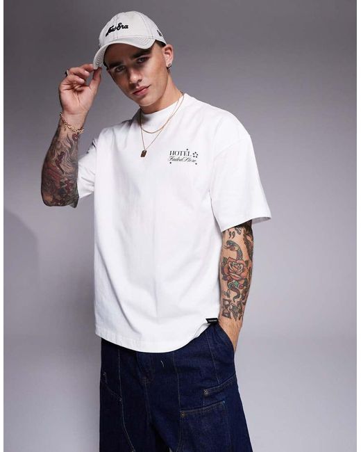 T-Shirt Color Crema Con Stampa Grafica Di Bagagli Sul Retro di Faded Store in Gray da Uomo