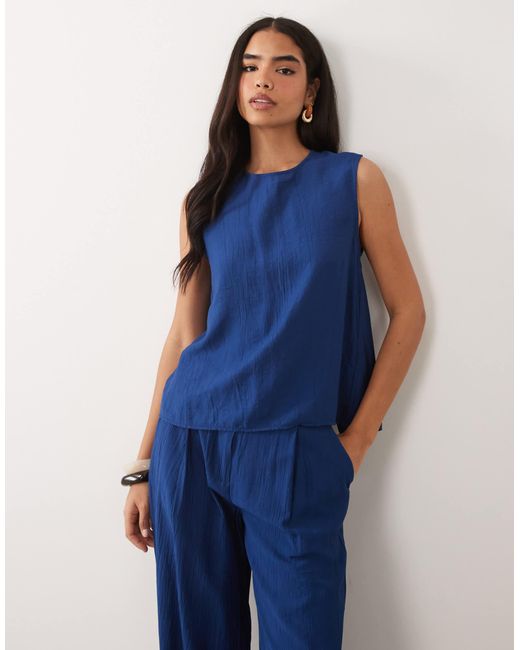 ASOS Blue Crinkle Shell Tie Back Top