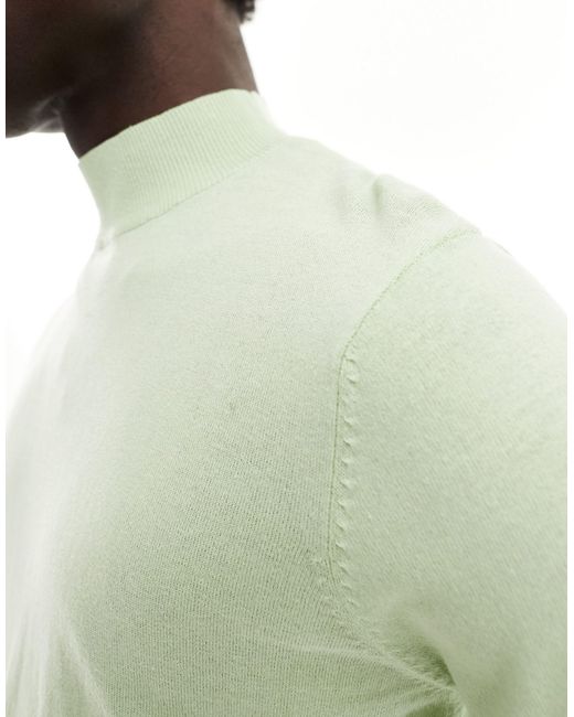 ASOS Green Lightweight Knitted Cotton Turtle Neck T-shirt for men