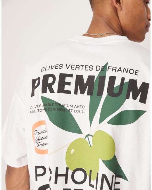 ASOS Natural Oversized T-shirt With Olive Graphic for men