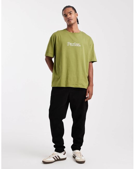 Parlez – oversize-t-shirt in Green für Herren