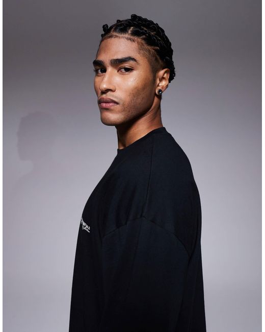 ASOS Blue Oversized Long Sleeve T-shirt With Text Chest Print for men