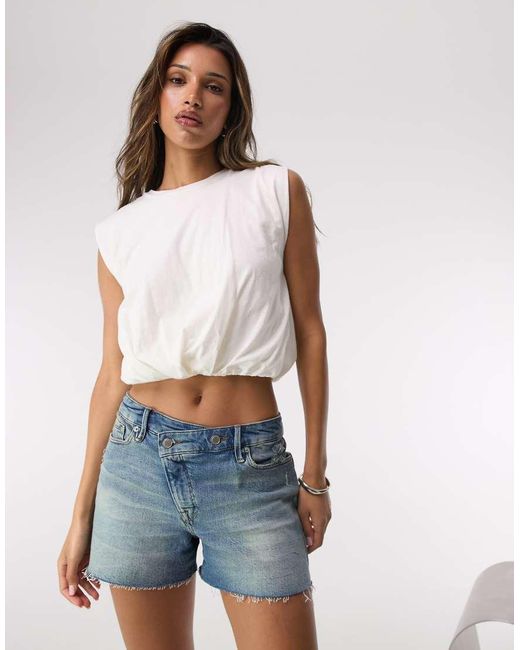 GOOD AMERICAN Blue Cotton Muscle Tee
