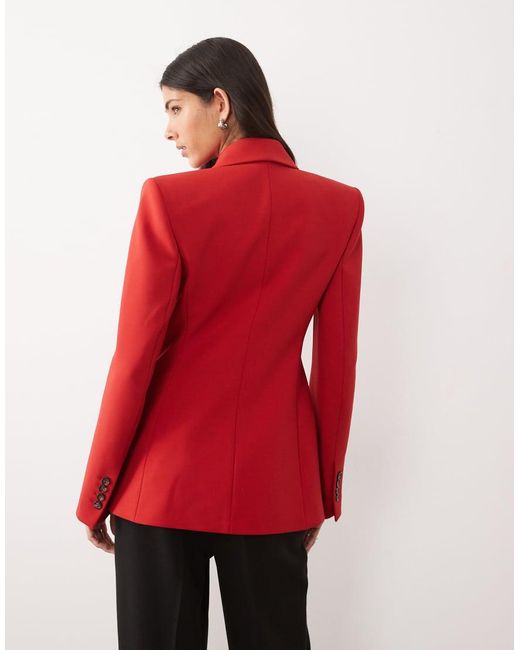 Mango Red Premium Statement Shoulder Blazer