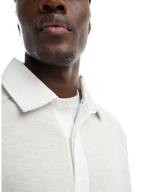 ASOS White Heavyweight Oversized Boxy Polo Sweatshirt for men