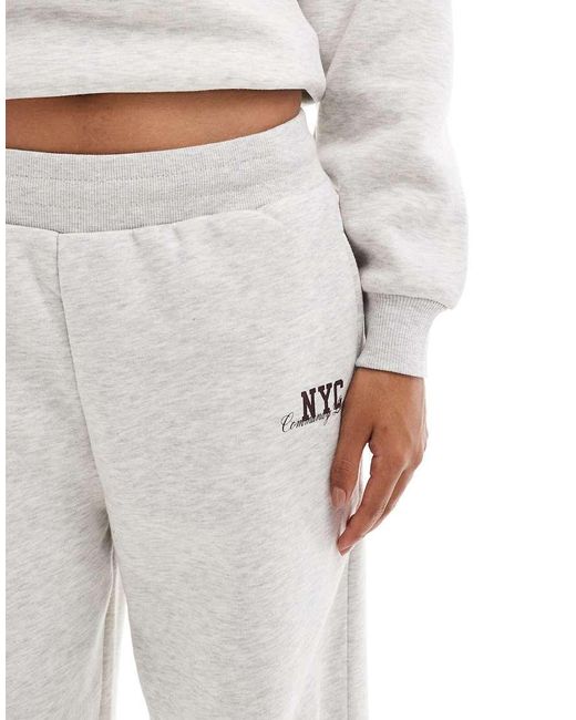 Pull&Bear White New York Graphic Co-ord Wide Leg jogger