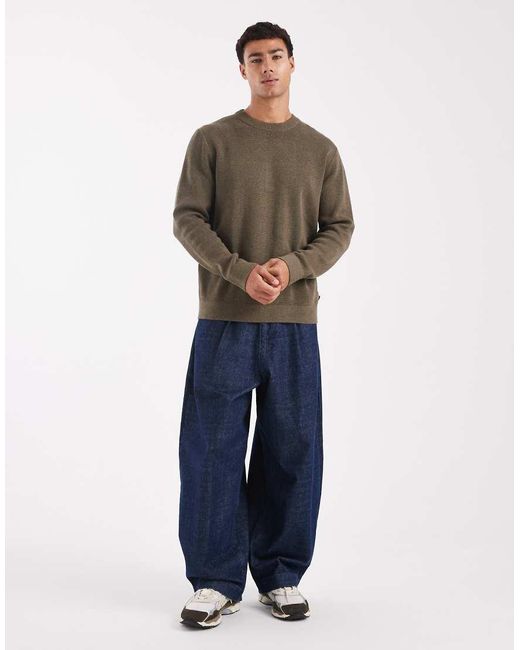 Jack & Jones Brown Premium Knitted Crew Neck Jumper for men