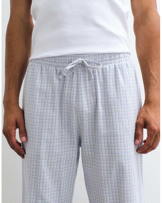ASOS White Brushed Checked Lounge Bottom for men