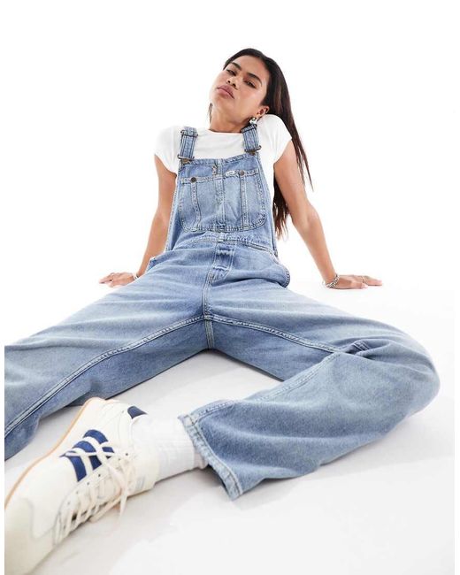 Lee Jeans Blue Workwear Straight Fit Denim Dungarees