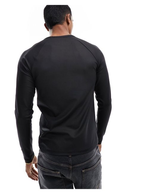 ASOS Black Long Sleeved Muscle Fit T-shirt for men
