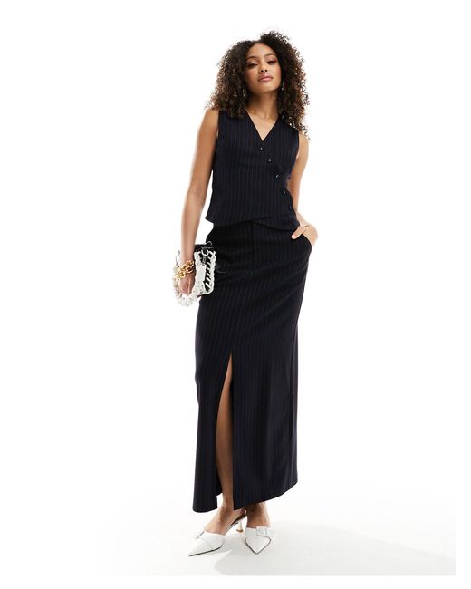 4th & Reckless Black Tailored Split Front Maxi Skirt Co-ord