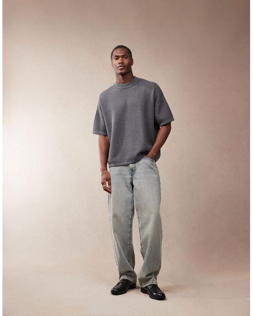 ASOS Natural Oversized Fit Lightweight Textured Knitted T-shirt for men