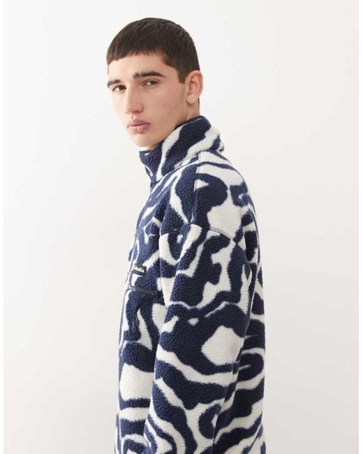 Columbia Blue Helvetia Half Snap Fleece Swirl Print for men