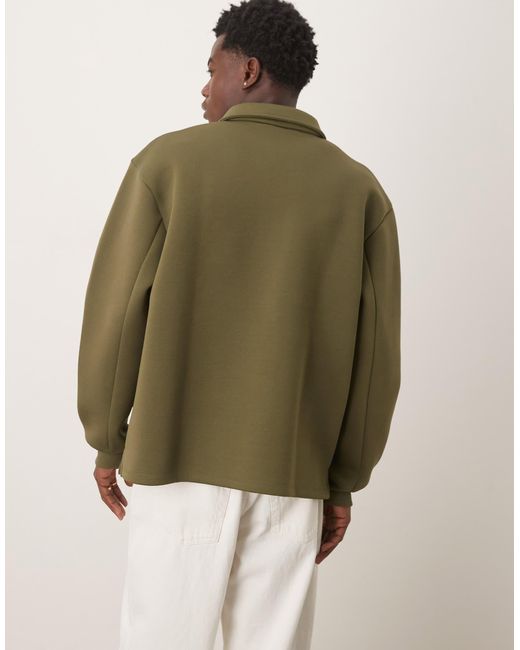 ASOS Green Heavyweight Oversized Quarter Zip Sweatshirt for men