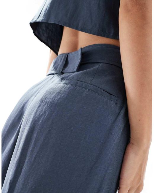 Mango Blue Belted Wide Leg Co-ord Trousers