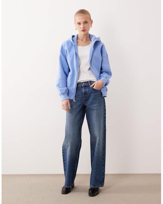 Sweat à capuche oversize à fermeture éclair Abercrombie & Fitch en coloris Blue