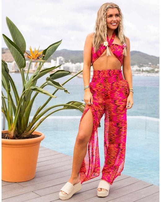South Beach X Miss Molly Mesh Split Beach Trouser Co Ord in Red | Lyst  Canada