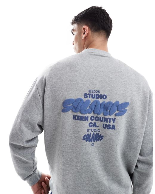 ASOS Gray Oversized Sweatshirt With Bubble Back Print for men