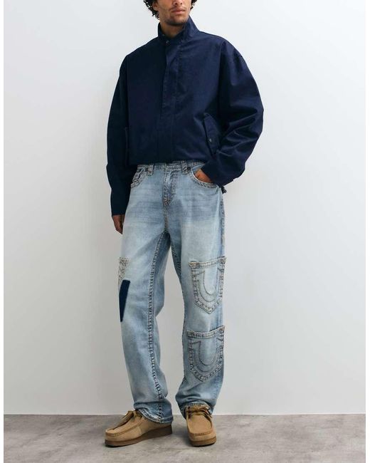 True Religion Blue Loose Fit Bobby Super T Flap Pocket Jeans for men
