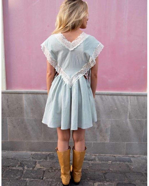 Daisy Street Purple X Emma Jean Floaty Mini Dress With Lace Trims And Side Cut Outs