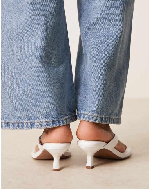 Asos Design Wide Fit Blue Hawaii Toe Thong Kitten Heeled Sandals