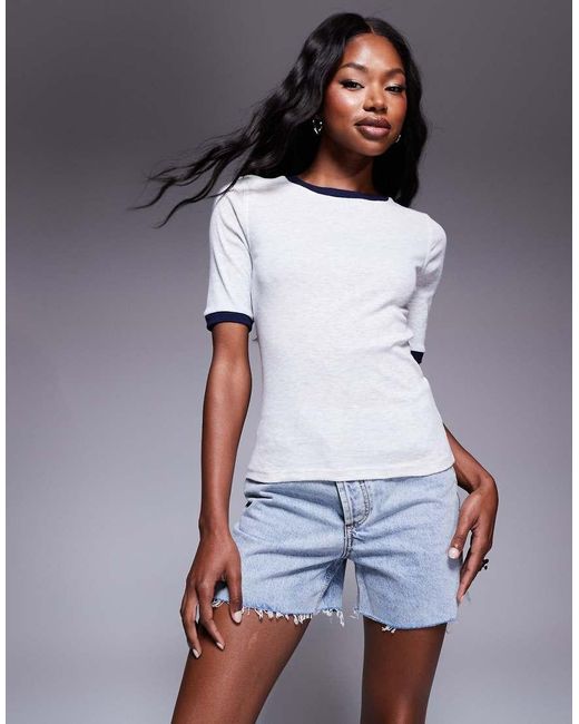 River Island White Short Sleeve Clean Top