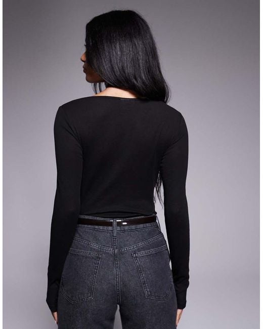 ASOS Black Sheer Wide Neck Scoop Top