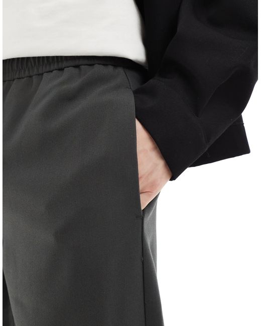 Bershka Black Wide Leg Tailored Trouser for men
