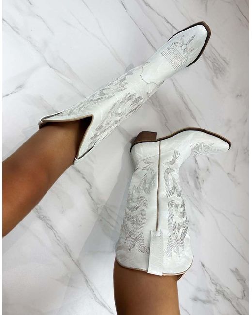 GIA STUDIOS White Cowboy Western Boots