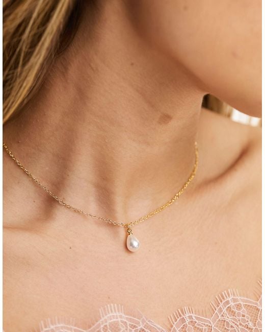 Orelia Natural 18k Gold Plated Dainty Peardrop Necklace
