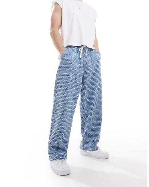 Pull&Bear Blue Stitch Detail Jeans for men