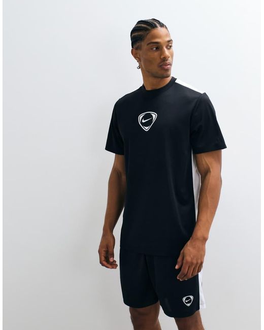 Nike Football Blue Dri-fit Academy+ Central Logo T-shirt for men