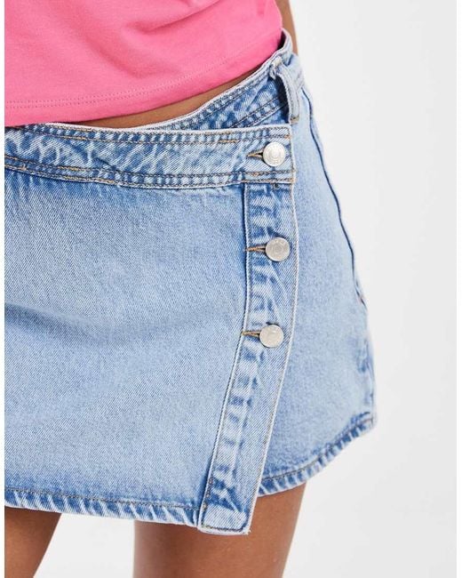 ASOS Red Denim Wrap Skort