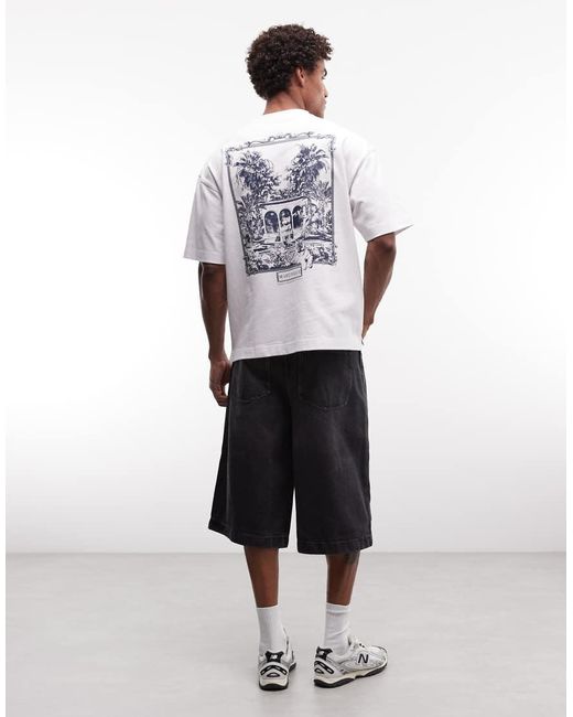 ASOS White Circular Design Collection Super Heavyweight Oversized T-shirt With Scenic Back Print for men
