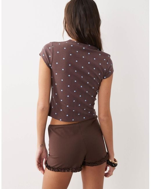 Miss Selfridge Brown Button Through Top