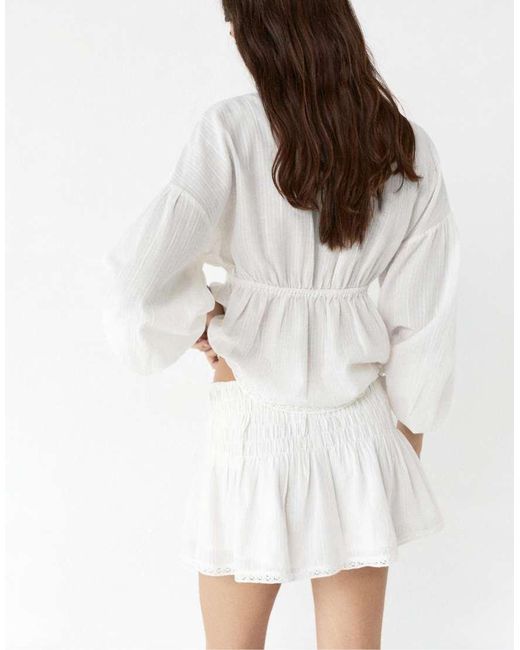 Pull&Bear White Ruffled Skort