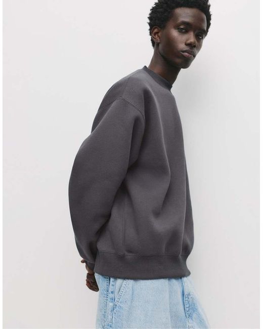 Pull&Bear Blue Basic Round Neck Sweatshirt for men