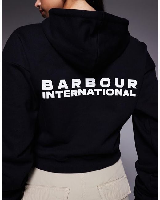 Barbour Blue Ciara Cropped Logo Hoodie