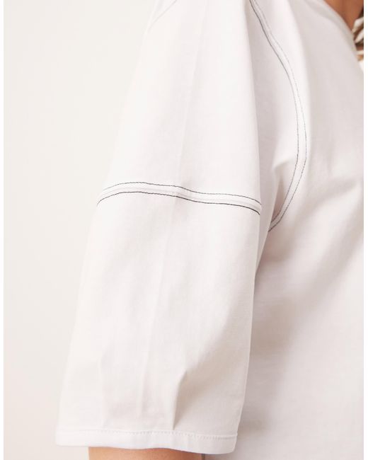 ASOS White Boxy Crop T-shirt With Contrast Stitch
