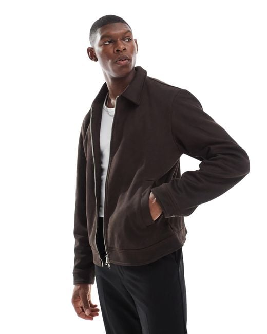 ASOS Black Suedette Harrington Jacket for men