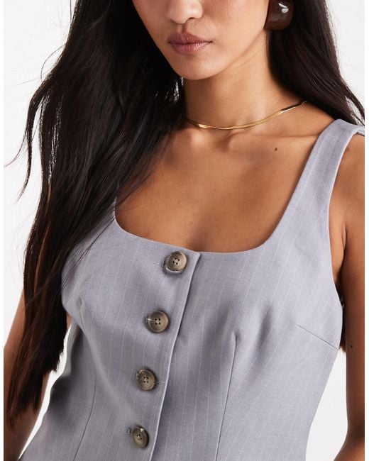 ASOS Gray Tailored Square Neck Structured Vest