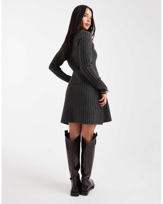 ASOS Black Knitted Structured Mini Dress
