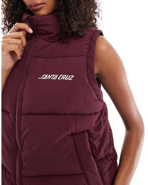 Santa Cruz Purple 2 In 1 Relaxed Quilted Jacket With Zip Off Sleeves In Burgandy