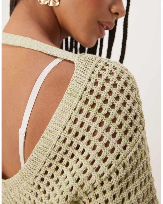 ASOS Natural Knitted Relaxed Open Stitch T-shirt