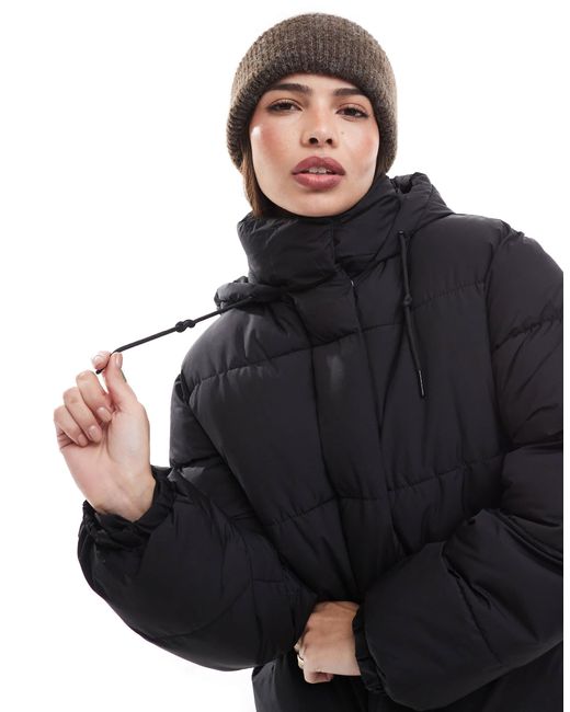 Pimkie Black Padded Hooded Coat With Drawstring Hood