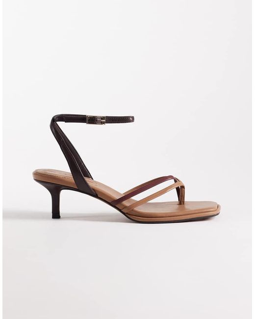 ASOS White Harbour Minimal Strappy Toe Thong Kitten Heel Sandals